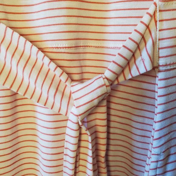 Toad & Co Size S Cue Sleeveless Stretch Dress Pink Mini Stripe Tie Waist Pockets - Picture 8 of 12